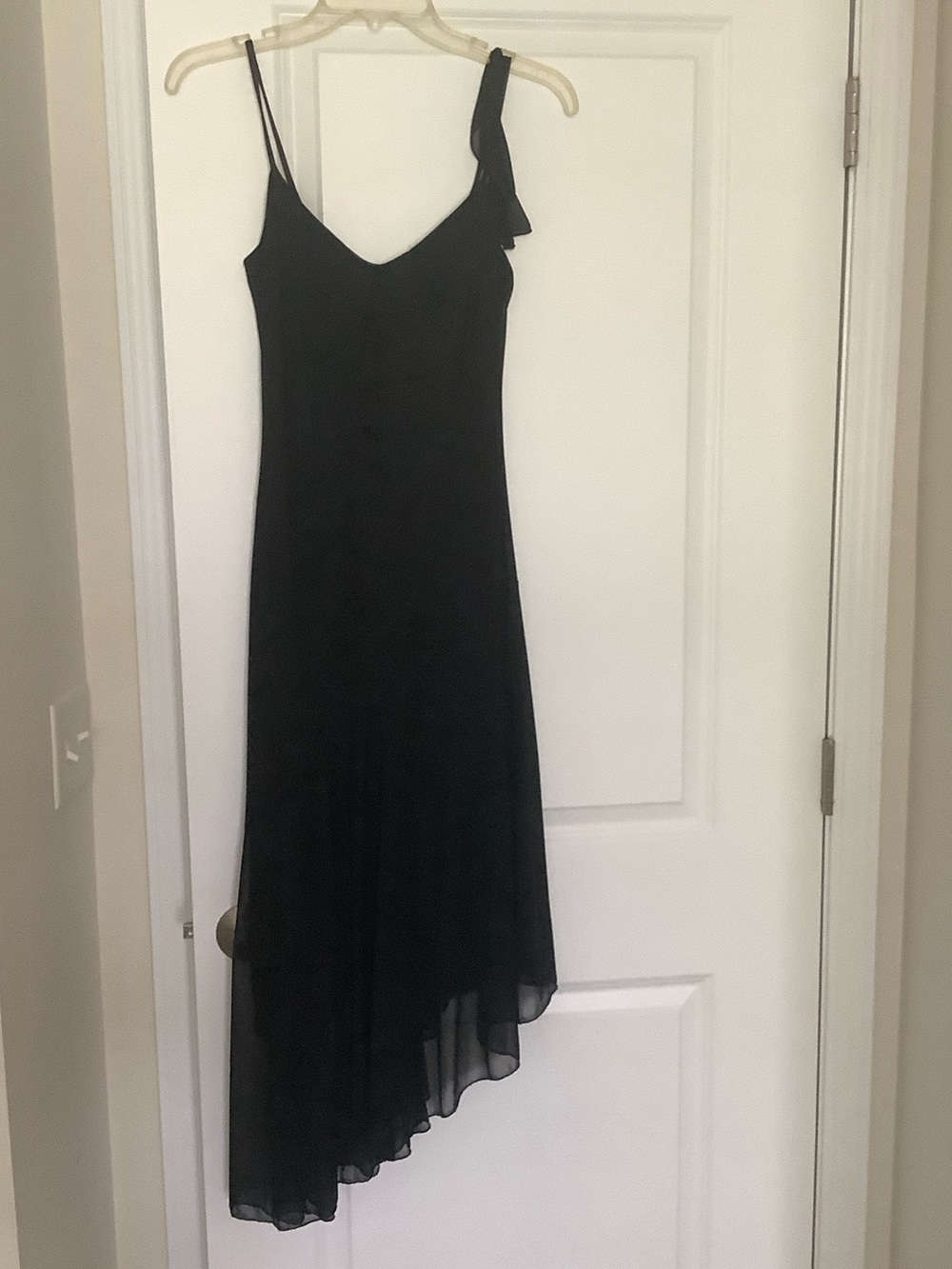 Victoria's Secret Black Asymmetrical Slip Dress with Bow Shoulder